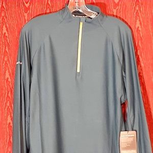 NATHAN TEMPO 1/4 ZIP PULLOVER LONG SLEEVE MALLARD BLUE MEN'S SHIRT SIZE M